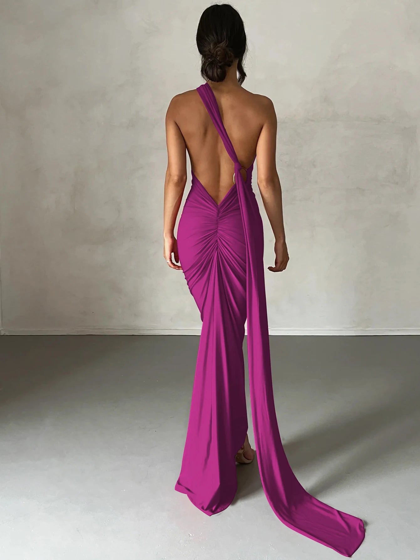 Frauen Kleid rückenfreies Partykleid Langeskleid Maxikleid Träger Abendkleid