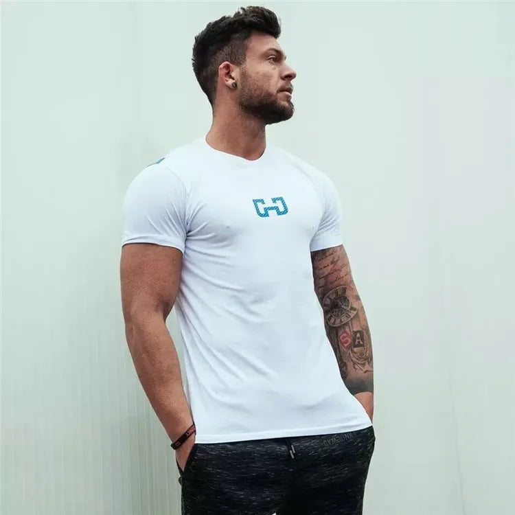 Männer Mode T Shirt Männer Tops Sommer Fitness Bodybuilding Kleidung Muscle Männlichen Shirts Baumwolle Slim Fit Tees