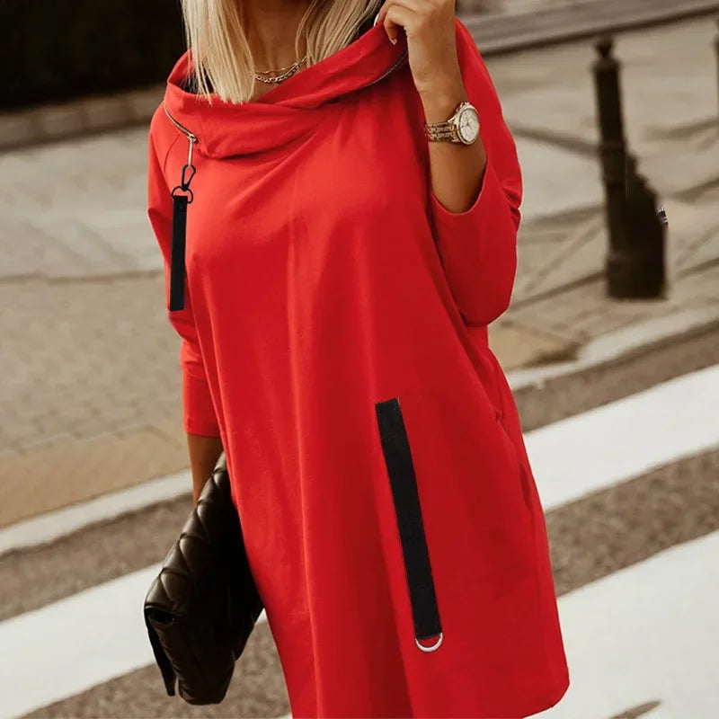 Damen Kapuzenkleid Pullikleid Party Kleid Minikleid Hoodie Kapuzenpullover