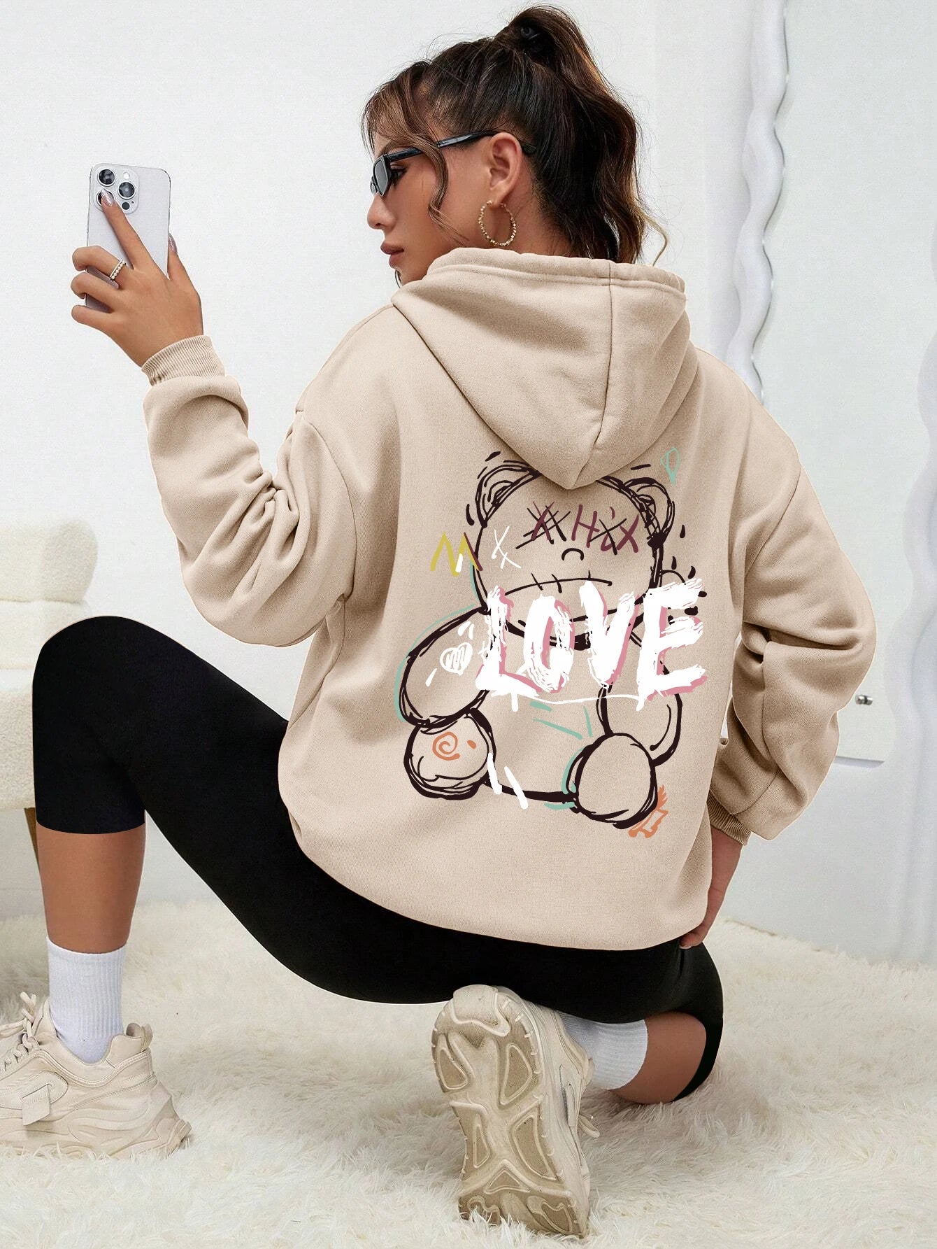 Teddybär Kapuzenpullover Sweatshirt Fleece Hoodie Pulli Damen Kapuzenpulli Shirt