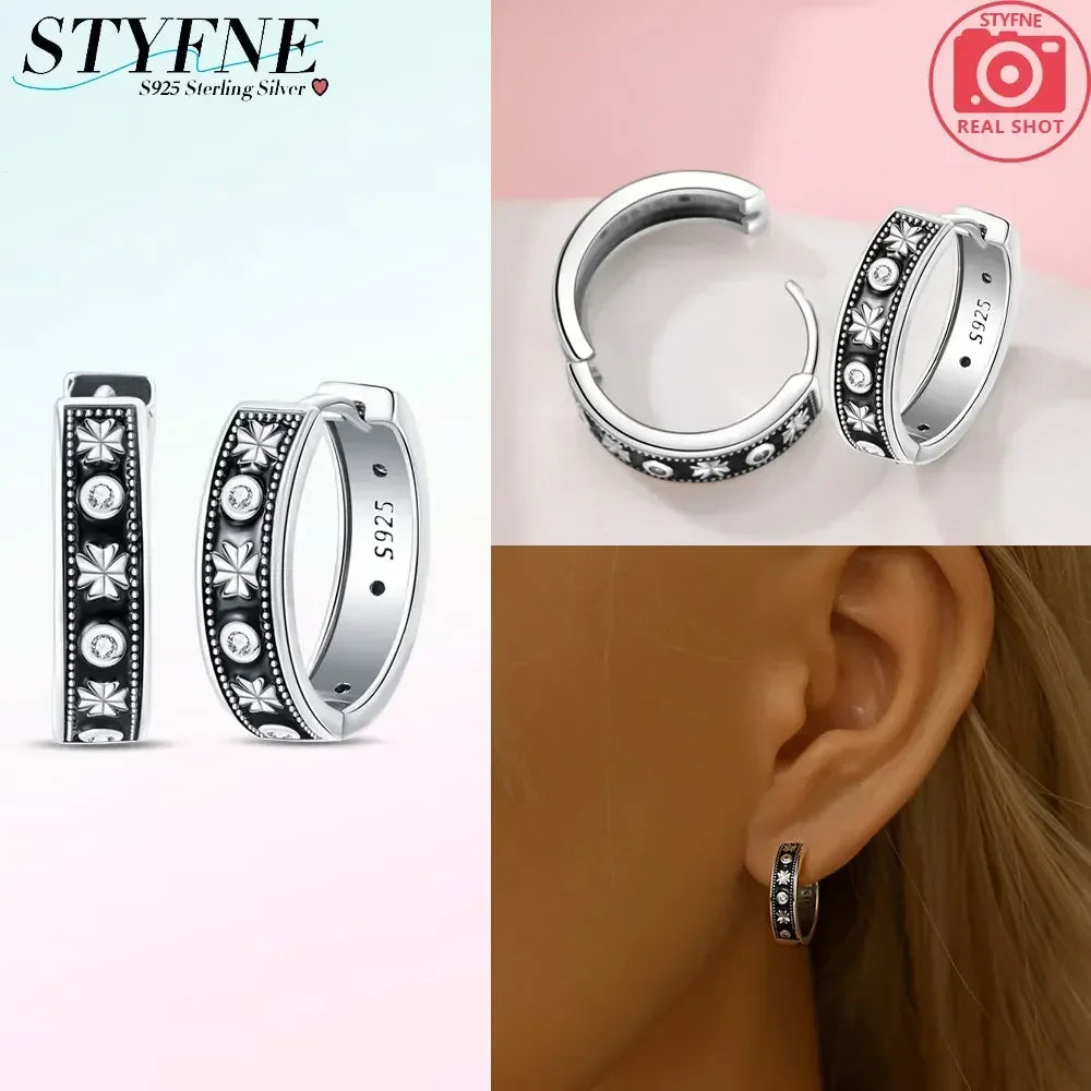 Creolen 925 Silber Ohrringe Zirkonia | Hypoallergen | Luxus Ohrstecker Geschenk