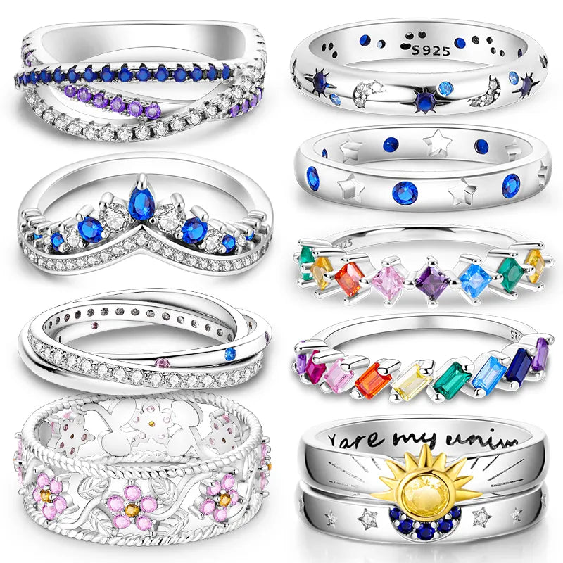 Massiv Sterling Silber 925 Ring filigran Fashion Damenring mit AAA Zirkonia