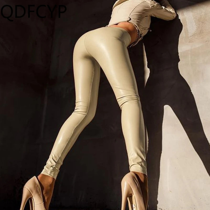 Heiß verkaufte Damen hosen Herbst sexy Slim Fit hoch taillierte Pu-Leder-Leggings große Hotsweet-Bleistift hose für Frauen