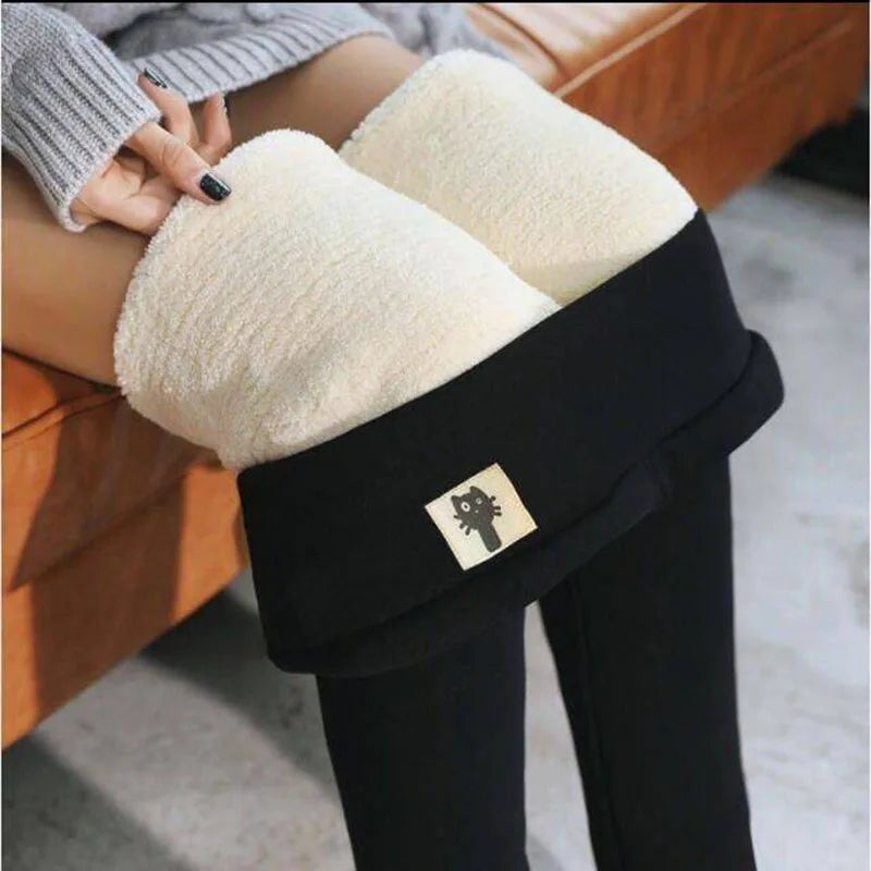 Frauen Hose Winter Leggins Warm Thermohose Innenfleece Blickdichte Strumpfhose