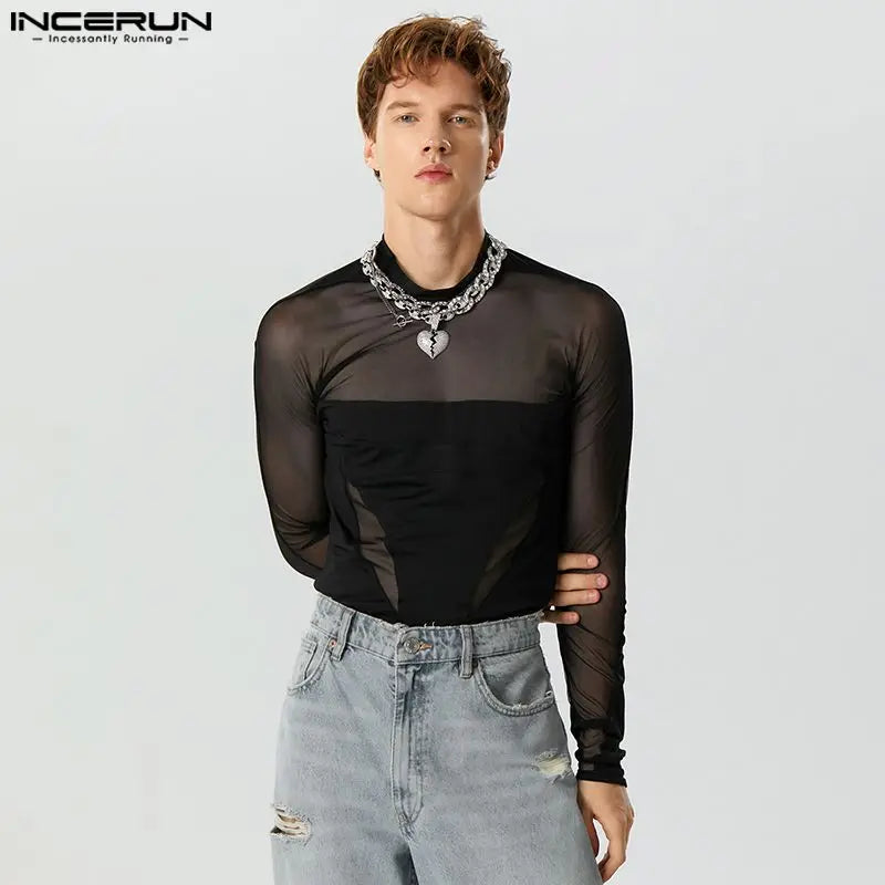 Fetisch Fashion Männer Sexy Bodysuits Herren Body Shirts Hemd Transparent Club