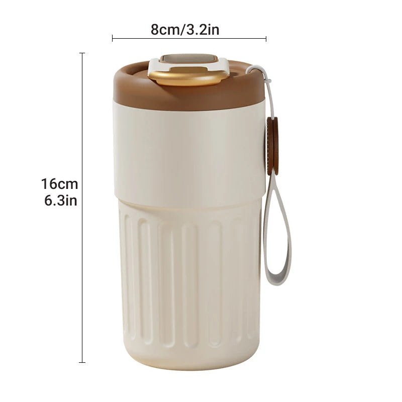 Thermobecher m Temperaturanzeige Becher Edelstahl 450ml MUG Isolierbecher Tasse
