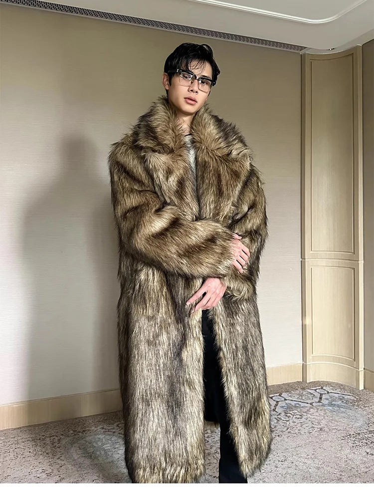 Herren Wintermantel Pelzmantel Kunstpelzmantel Herrenmantel Kunstpelz Mantel