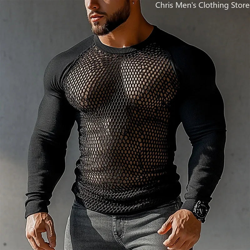 Fetisch Fashion Männer Oberteil Sexy Shirt Herren Body Hemd Transparent Clubwear