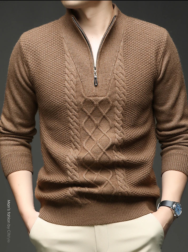 Herren Pullover Sweatshirt Troyer Pulli Sweater Stehkragen Zipper Langarmpulli