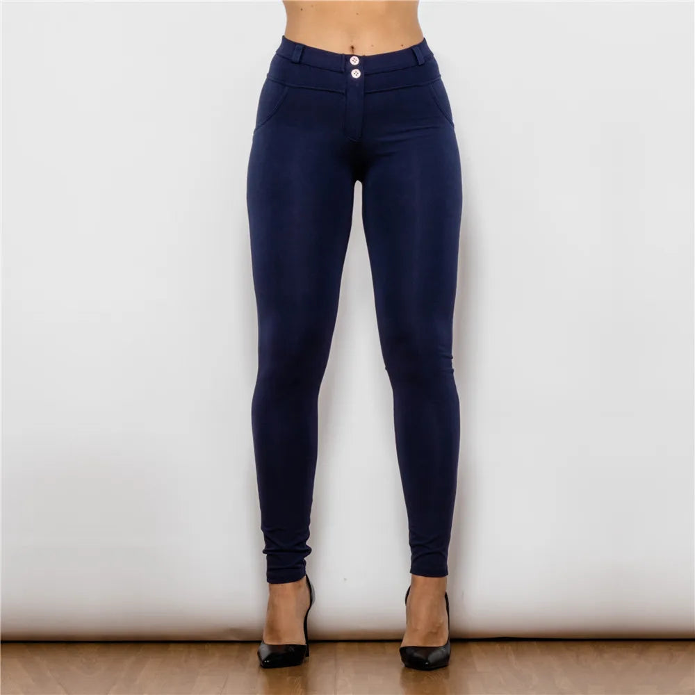 Damen Leggins Denim Look Leggings Sexy Push Up Jeans Hose Jeanshose Stretchhose