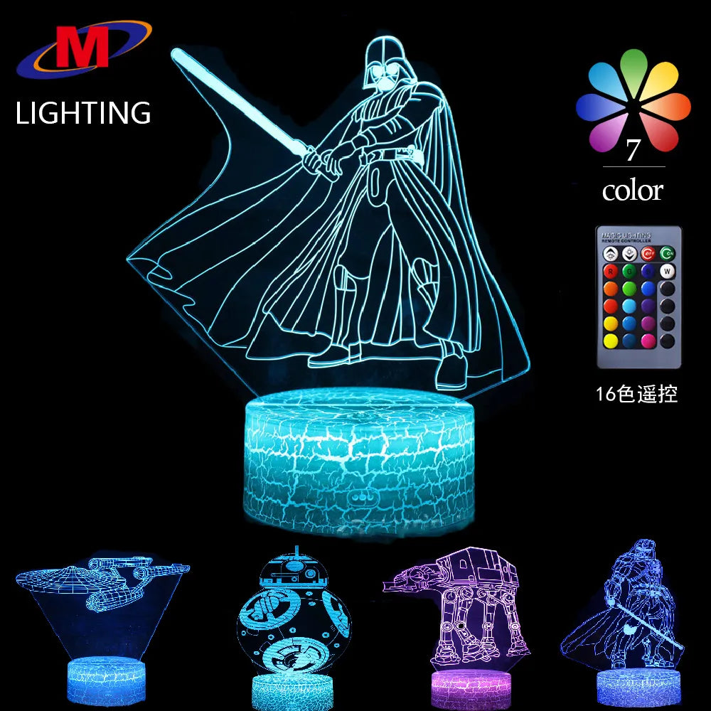 3D LED Nachtlicht Kinder Tischlampe USB Touch Fernbedienung Lampe Dimmbar NEU
