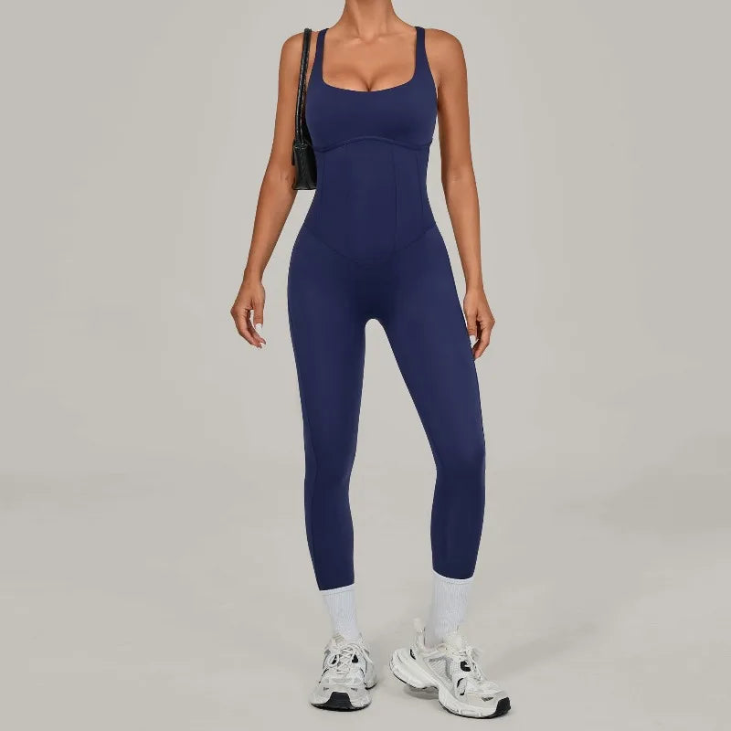 Tuta intera Sportiva Donna Rompers Pantaloni Yoga Palestra Sexy Jumpsuit Tutina