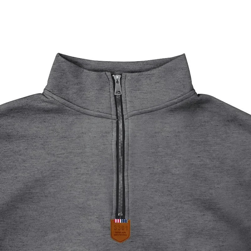 Herren Pullover Sweatshirt Troyer Pulli Sweater Stehkragen Zipper Langarmpulli
