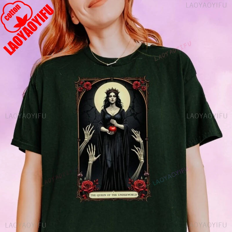 Damen Sommer Top Gothic T-Shirt Rundhals Streetwear lockeres Damentop Bluse