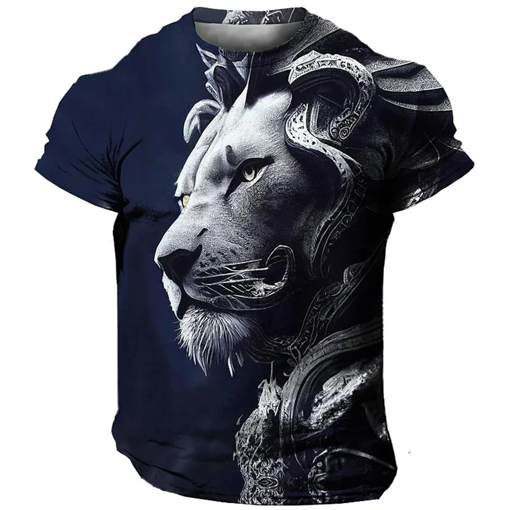 Herren T-Shirt Löwen 3D Shirt Rundhals Streetwear Lions Tank Top Polo Hemd