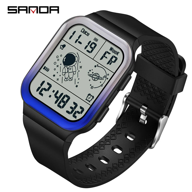 Herren Armbanduhr Digital Uhr Silber Edelstahl Quarzuhr Luxus Chronograph