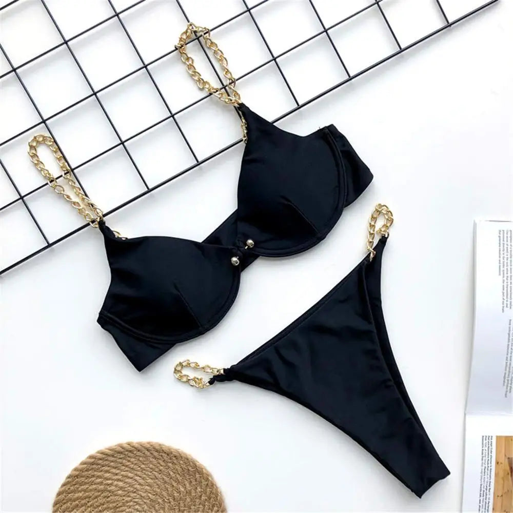 Frauen Bademode High Cut Bikini Set Sexy Push Up Badeanzug Damen Tanga Swimwear