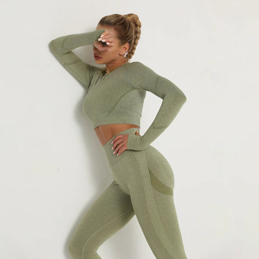 Damen Leggings Push Up Stretch Leggins Yoga Fitness Hose Sport BH Set Top Gym