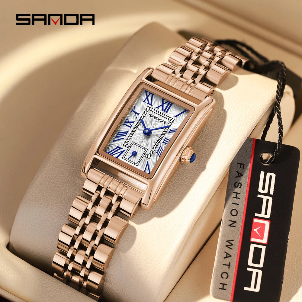 Damen Armbanduhr Armband Uhren Luxus Quarz Uhr Silber Gold Business Quarzuhr