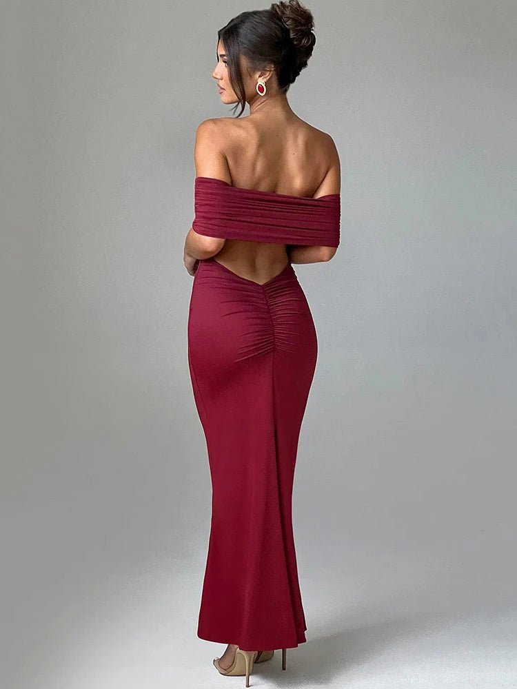 Frauen Kleid rückenfreies Partykleid Langes Trägerkleid Abendkleid Cocktailkleid