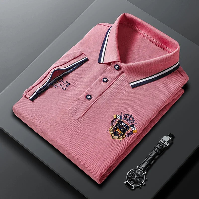 Sommer männer Casual Stickerei Kurzarm Polo-Shirt Neue Mode Einfarbig Top