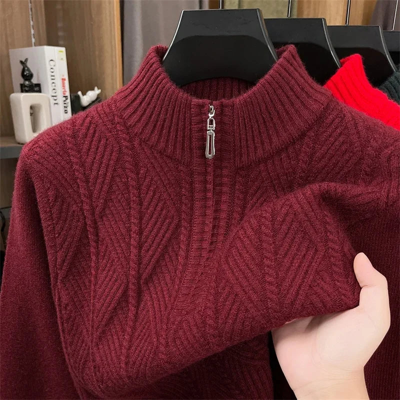 Herren Pullover Sweatshirt Troyer Pulli Sweater Stehkragen Zipper Langarmpulli