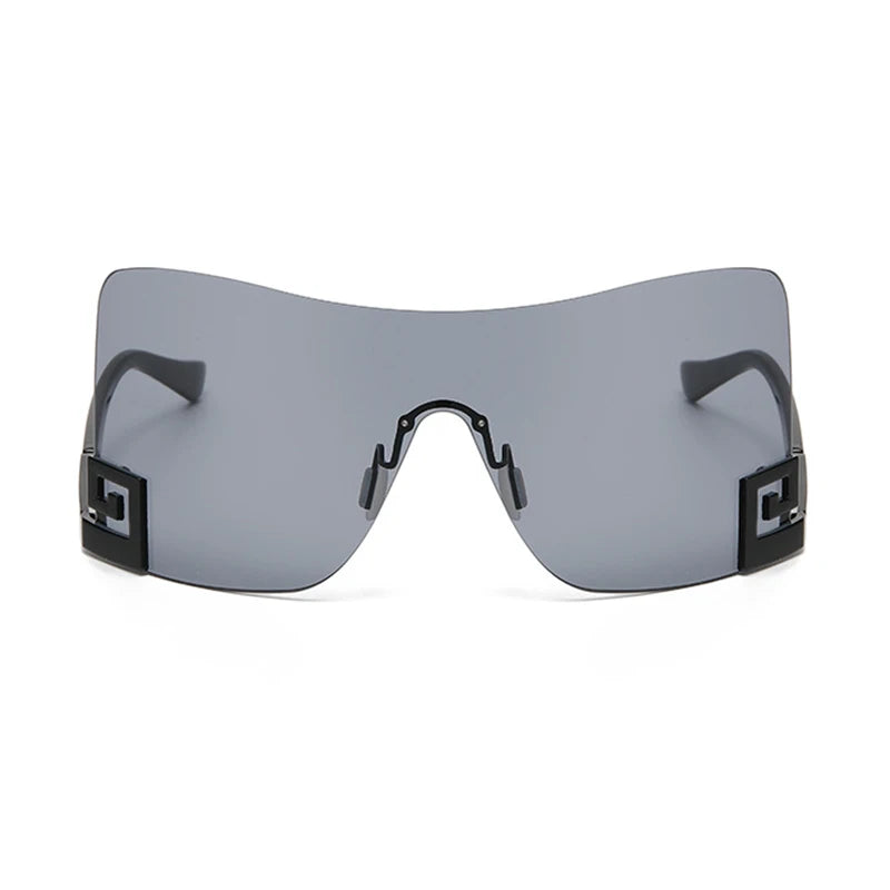 Fashion Damen Sonnenbrille Luxusmarke übergroße randlose Designer Brille UV400