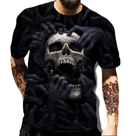 Fashion Herren Horror Skull T-Shirt Rundhals Unisex Sommer Streetwear Top Shirt