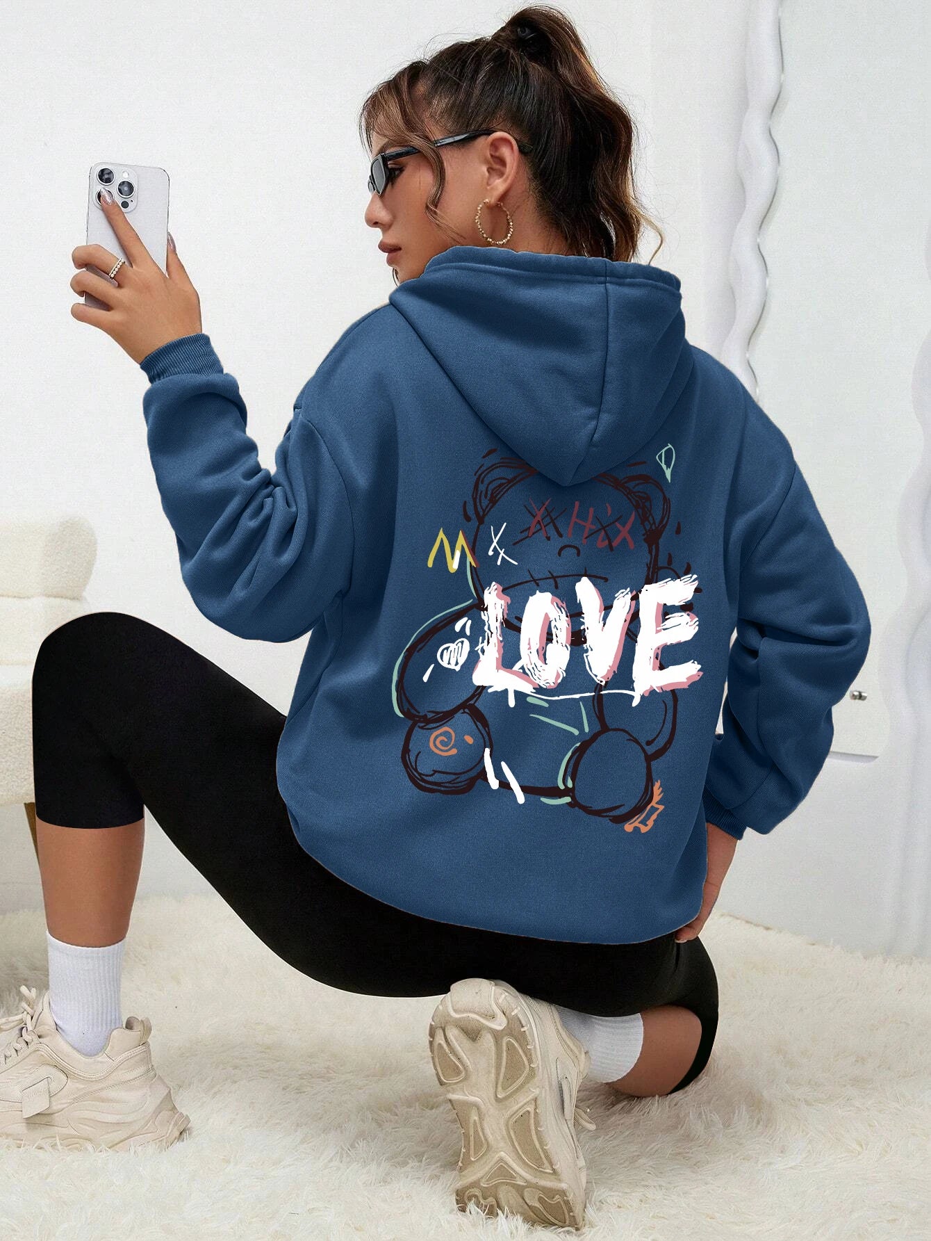Teddybär Kapuzenpullover Sweatshirt Fleece Hoodie Pulli Damen Kapuzenpulli Shirt