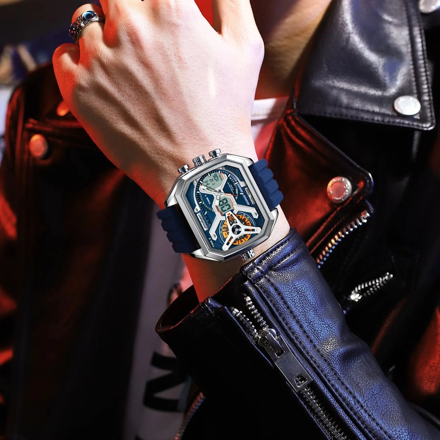 Orologio Uomo Quarzo Acciaio Inossidabile Orologio digitale Cronografo sportivo