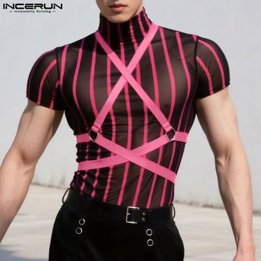 Maglietta Uomo Shirt T-Shirt Canottiera Camicia Maglia Sexy Body Trasparente Top
