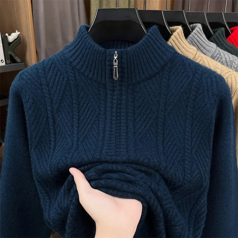 Herren Pullover Sweatshirt Troyer Pulli Sweater Stehkragen Zipper Langarmpulli
