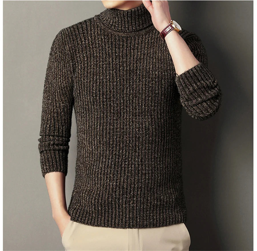 Herren Rollkragen Pullover Sweatshirt Pulli Zipper Sweater Shirt Langarmshirt