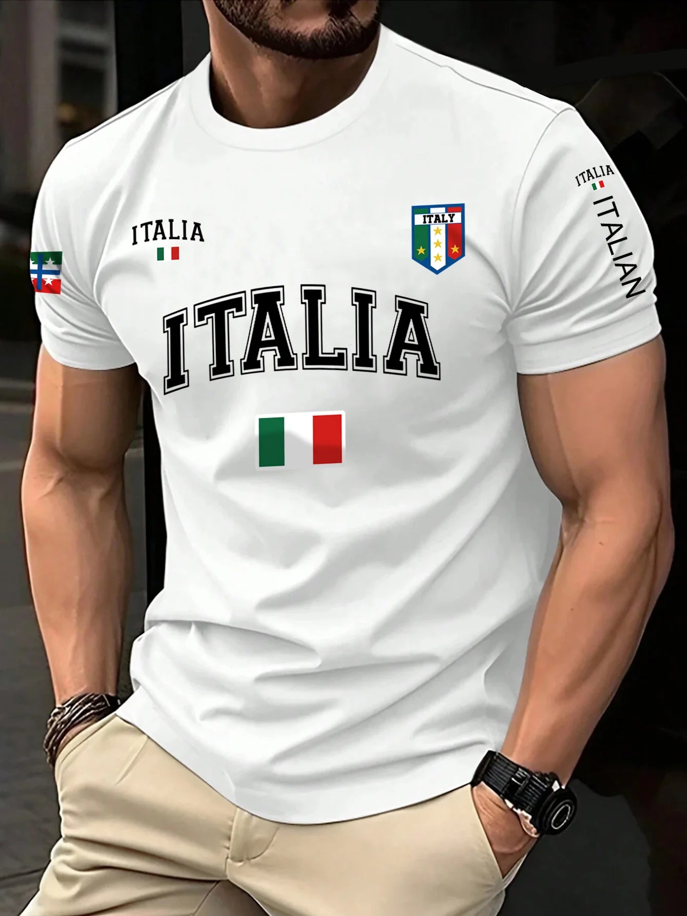 T-Shirt Uomo Manica Corta Italia Tops Maglietta Camicia Maglia Italy