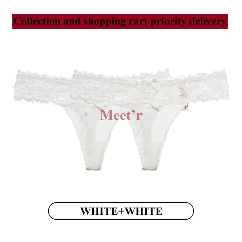 2Stk Frauen Spitze Tanga String Höschen Sexy Schlüpfer Slip Dessous Unterwäsche