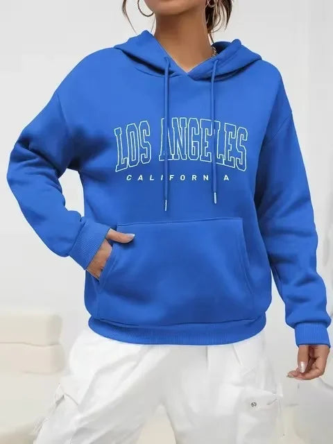 Felpa Con Cappuccio Donna Los Angeles Giacca Sportiva Hoodie Tuta Maglia Shirt