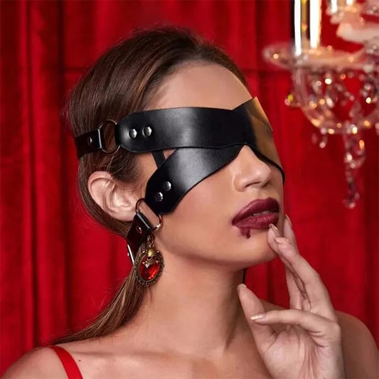 Harness Maske Augenbinde Lack Leder Fetisch Bdsm Bondage Dessous Augenmaske