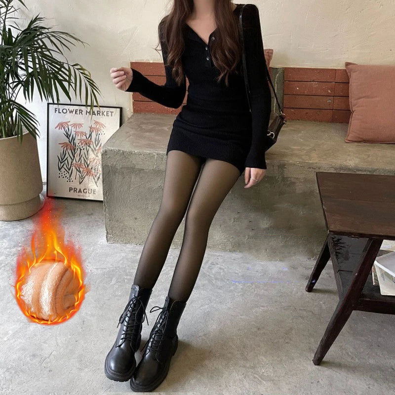 Frauen Winter Warm Thermo Hose Innenfleece Strumpfhose Blickdicht Hosen Leggins