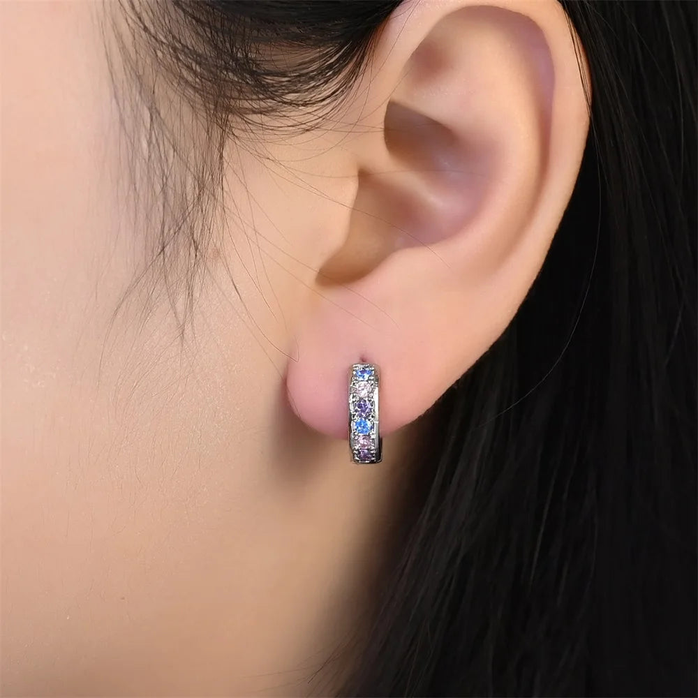 Creole Argento 925 Sterling Zirconi | Orecchini Eleganti Ipoallergenici Regalo