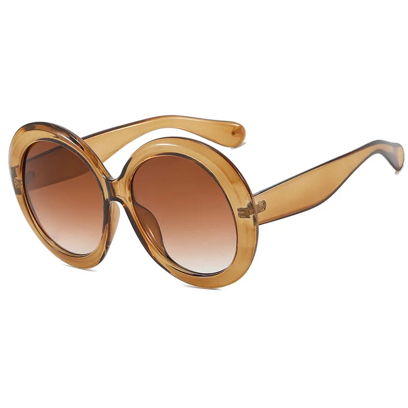 JNPCXI Übergroße Runde Sonnenbrille Frauen Männer Luxus Marke Großen Rahmen Sonnenbrille Brille Große Shades Unisex Reiten Brillen