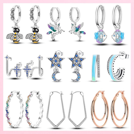 1 Paar Creolen aus 925 sterling Silber Schwarz Ohrringe Zirkonia Ohrstecker