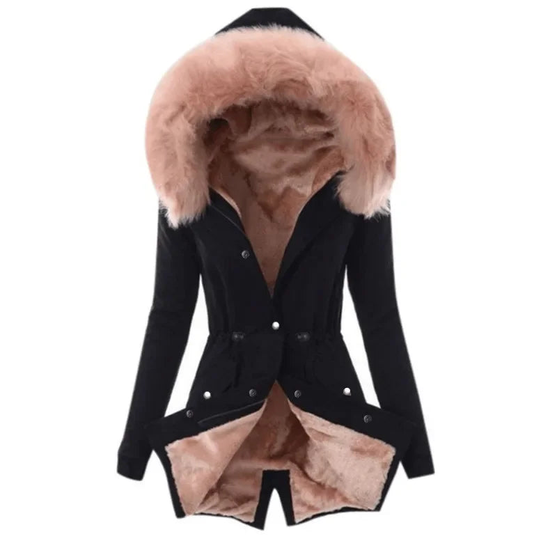 Damen Wintermantel Winterjacke Kapuzenmantel Hoodie Jacke Pelzmantel Mantel