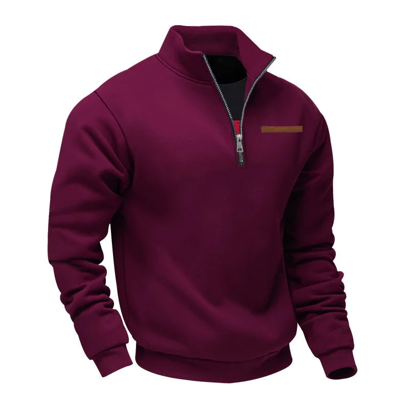 Herren Pullover Fleece Sweatshirt Troyer Pulli Sweater Stehkragen Langarmpulli