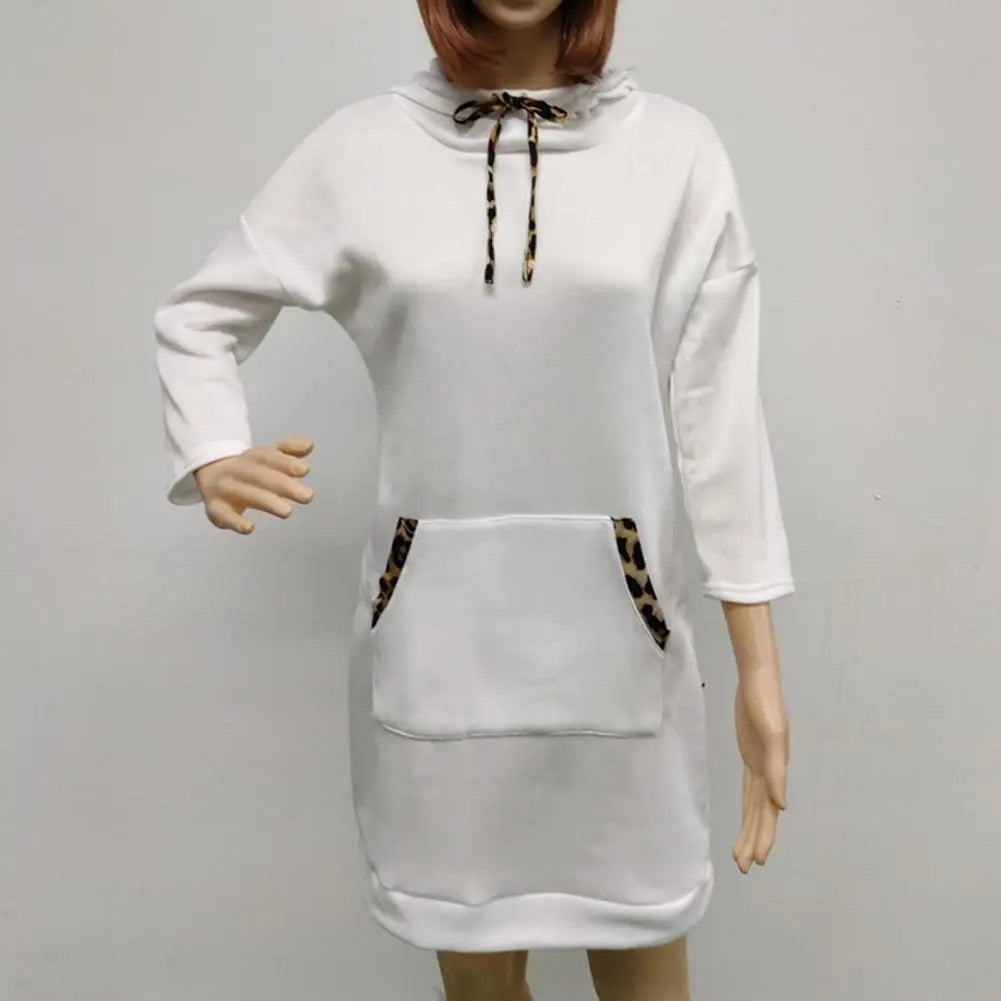 Damen Kapuzenpullover Minikleid Hoodie Sweatshirt Longtops Tunika Jumper Kleid