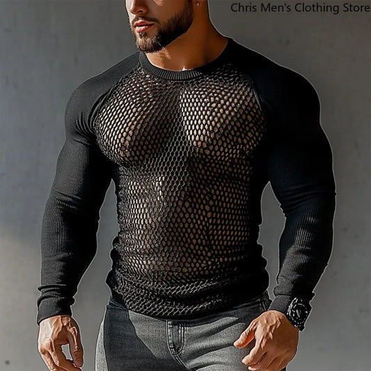Fetisch Fashion Männer Oberteil Sexy Shirt Herren Body Hemd Transparent Clubwear