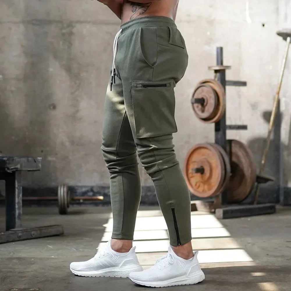 Herren Sporthose Jogger Jogginghose Sweatpants Trainingshose Cargo Hose mit Zip
