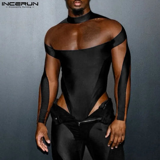 Fetisch Fashion Männer Sexy Bodysuits Herren Body Shirts Hemd Transparent Club