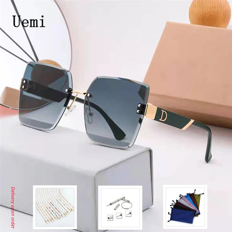 Designer Luxus Sonnenbrille Damen Quadratische Übergröße Gläser Vintage UV400