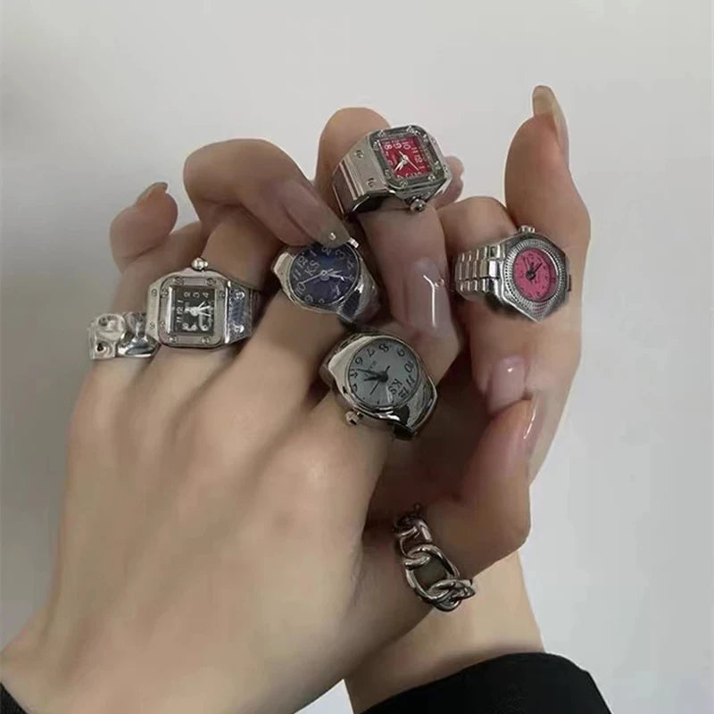 Fashion Fingeruhr Ringuhr Punk Finger Mini Uhr Quarzuhr Ring Herren Damen