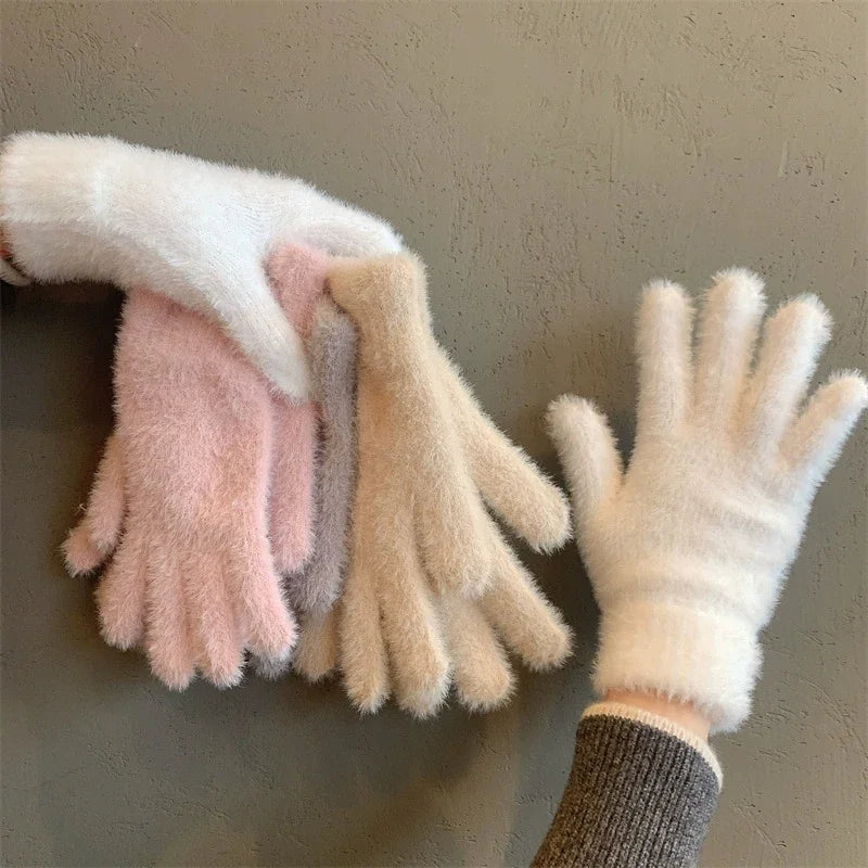 Winter Handschuhe Damen Strick fingerlose Handwärmer Fäustlinge Halbfinger